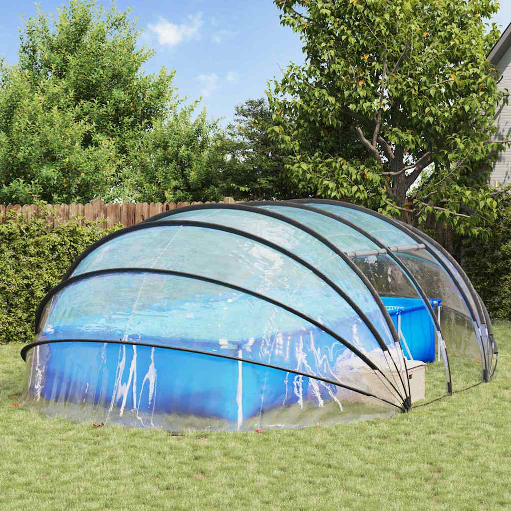 vidaXL Poolzelt Kuppel Transparent 538 x 440 x 204 cm PVC - Image 4