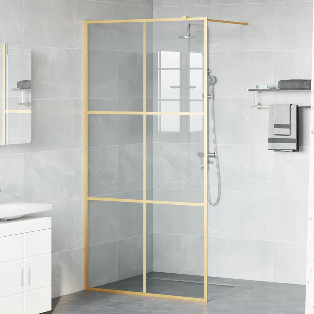 vidaXL Walk-in Duschwand Gold 100 x 195 cm Gehärtetes Glas - Image 3