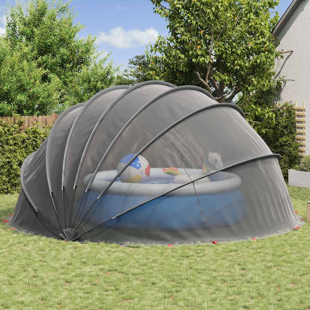 vidaXL Pool-Dome Schwarz 592 x 590 x 275 cm - Image 4