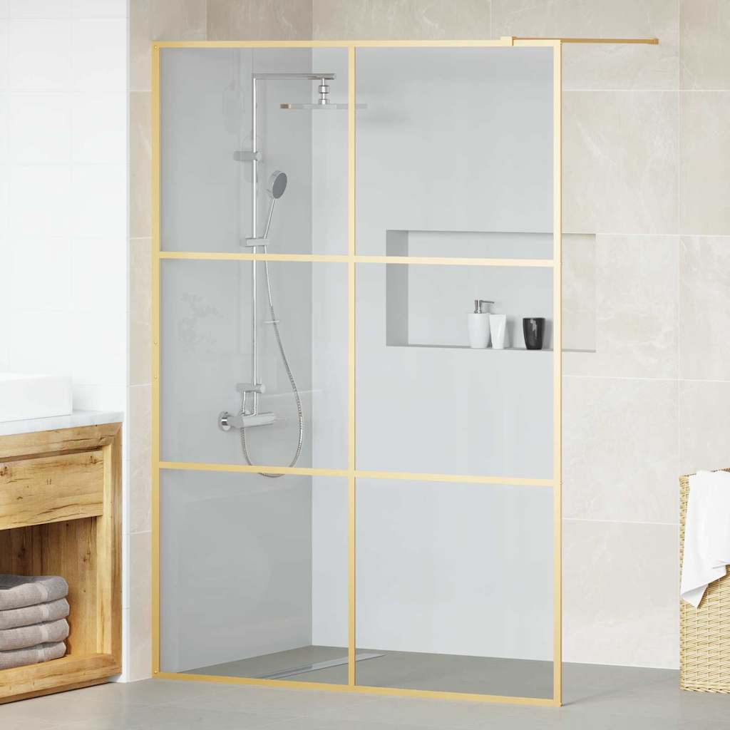 vidaXL Walk-in Duschwand Gold 140 x 195 cm Gehärtetes Glas
