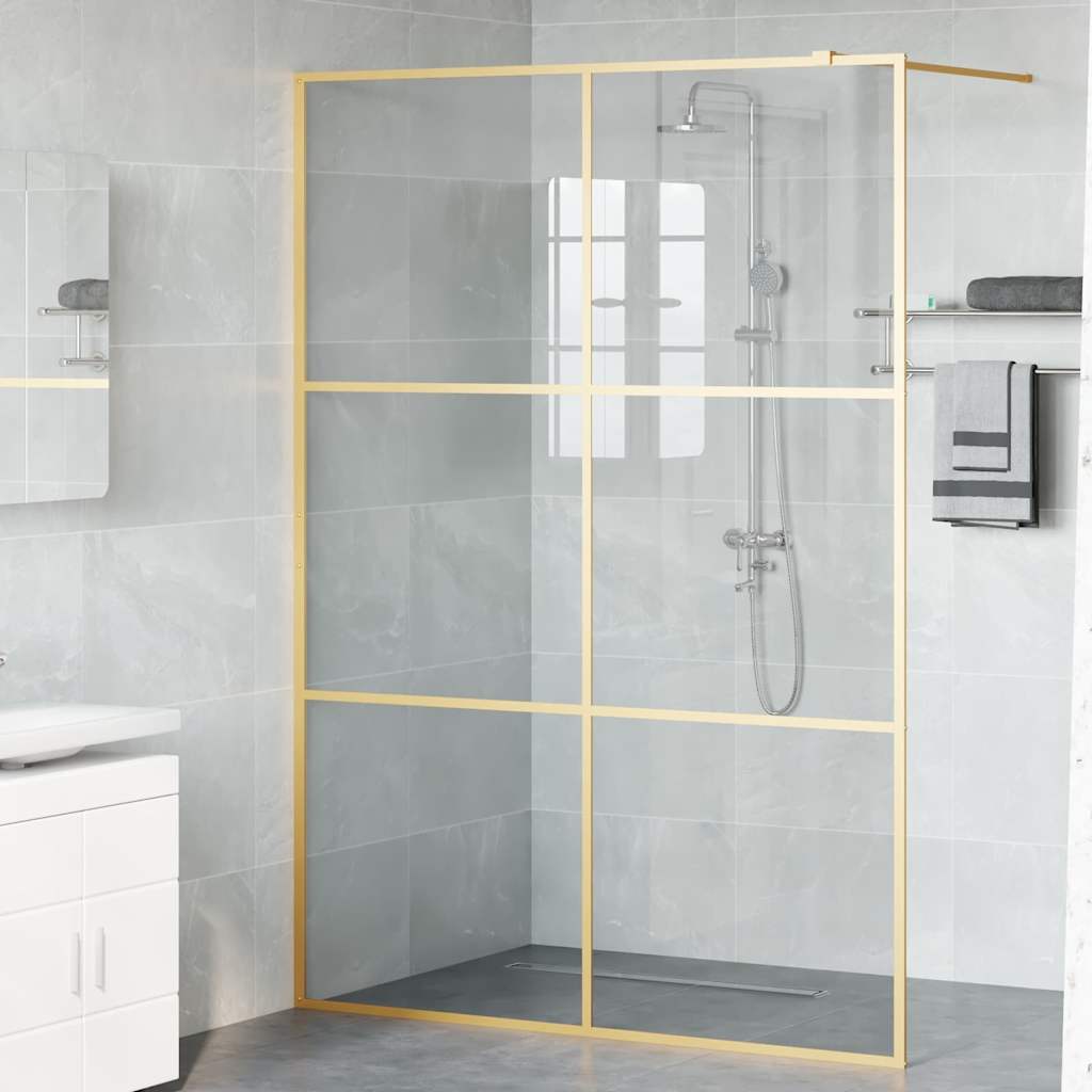 vidaXL Walk-in Duschwand Gold 140 x 195 cm Gehärtetes Glas - Image 3