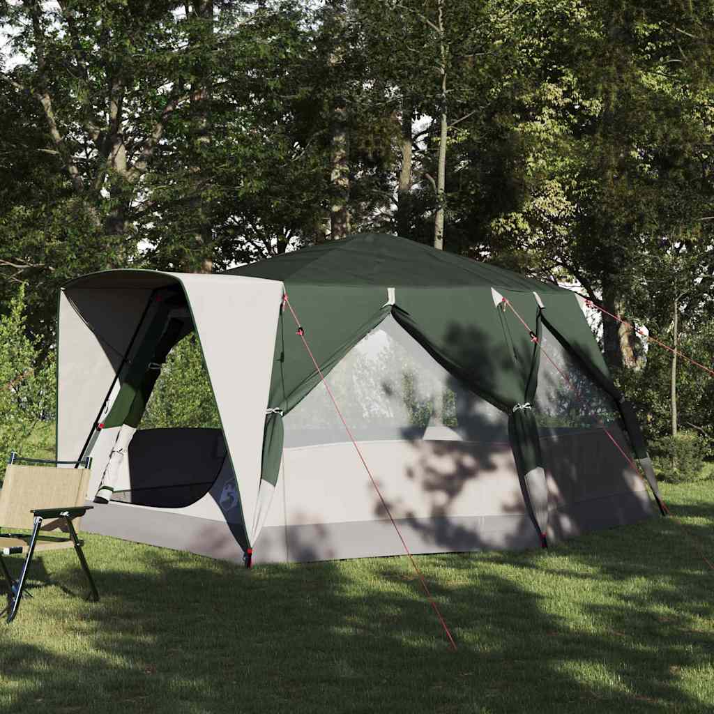 vidaXL Hütten-Zelt mit Dach mit Speicher Grün 400 x 350 x 212 cm