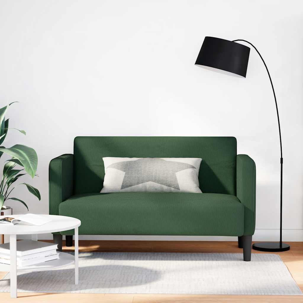 vidaXL Zweisitzer-Sofa Dunkelgrün 109 cm Cordstoff