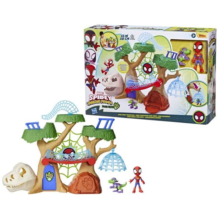 Spidey DinO-Webs Forest Base Playset, Personaggi E Accessori Dei Supereroi, Dai 3 Anni In Su, Spidey E Amici - Image 3