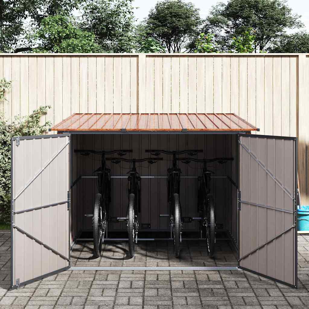 Capanno Per Biciclette 3 Pcs Marrone 215 X 206 X 157 Cm Metallo - Image 4