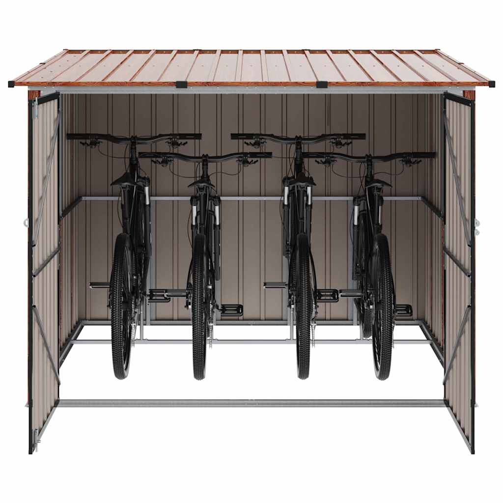 Capanno Per Biciclette 3 Pcs Marrone 215 X 206 X 157 Cm Metallo - Image 3