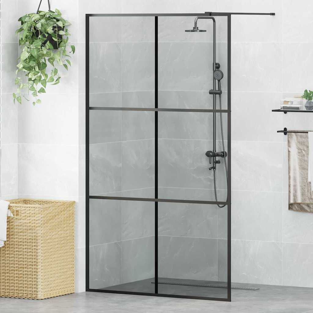 Parete Doccia WalK-In Nero 115 X 195 Cm Vetro Temperato