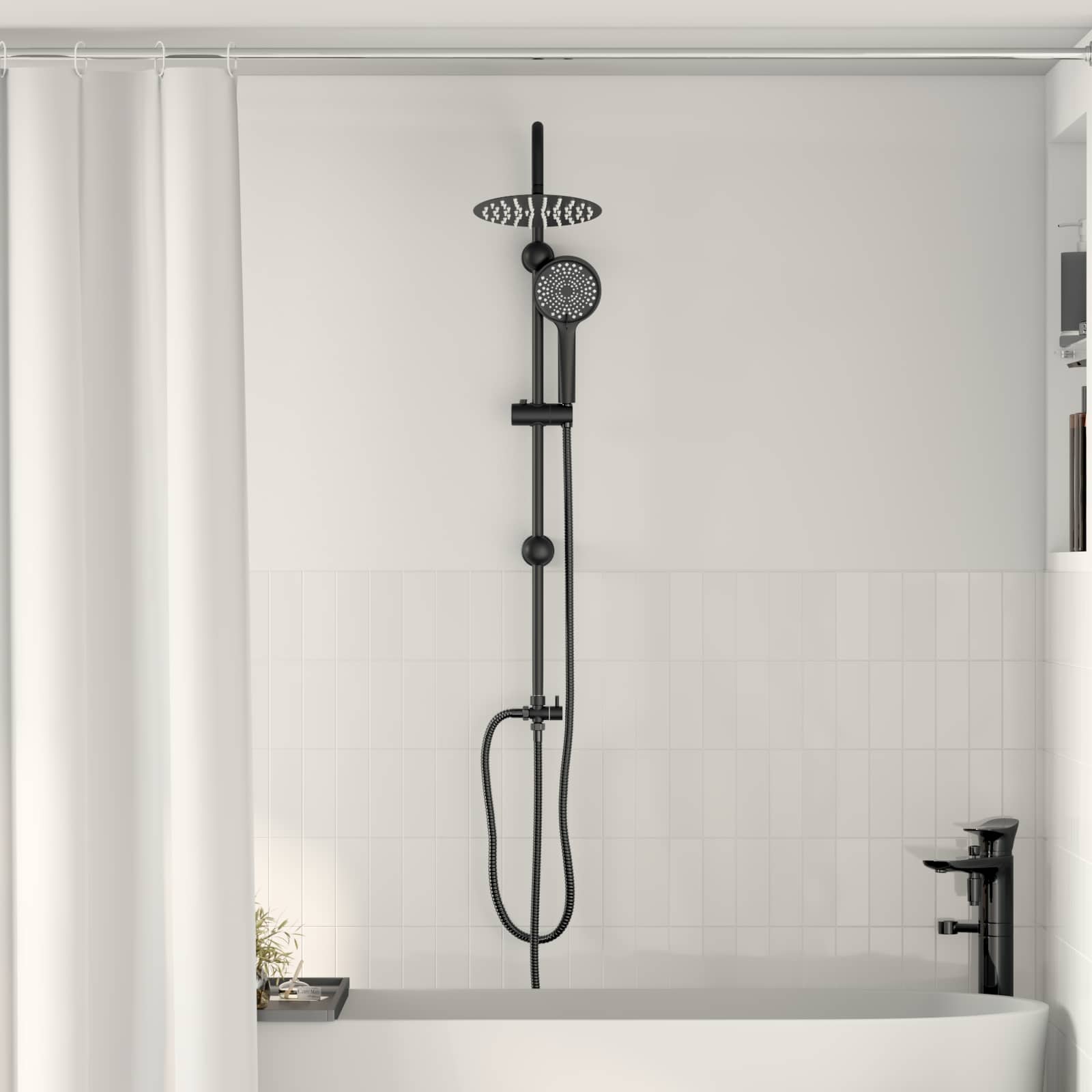Sistema Doccia Nero 45 X 20 X 96 Cm Ottone, Sus201 E Abs