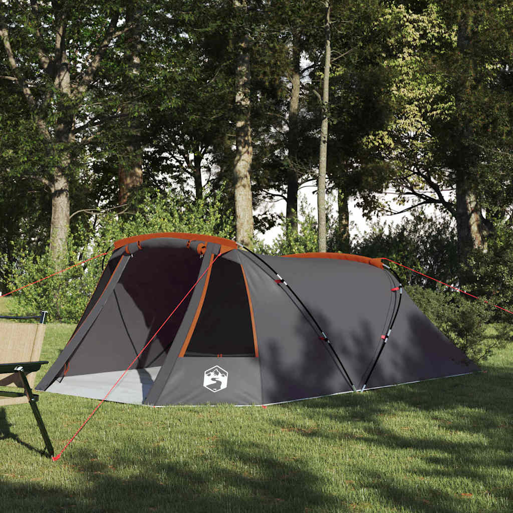 Tenda A Tunnel Con Tetto Grigio E Arancione 328 X 228 X 115 cm