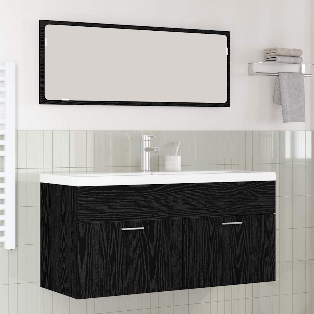 Mobile Da Bagno Con Cassetto Rovere Nero 100 X 38,5 X 46 cm