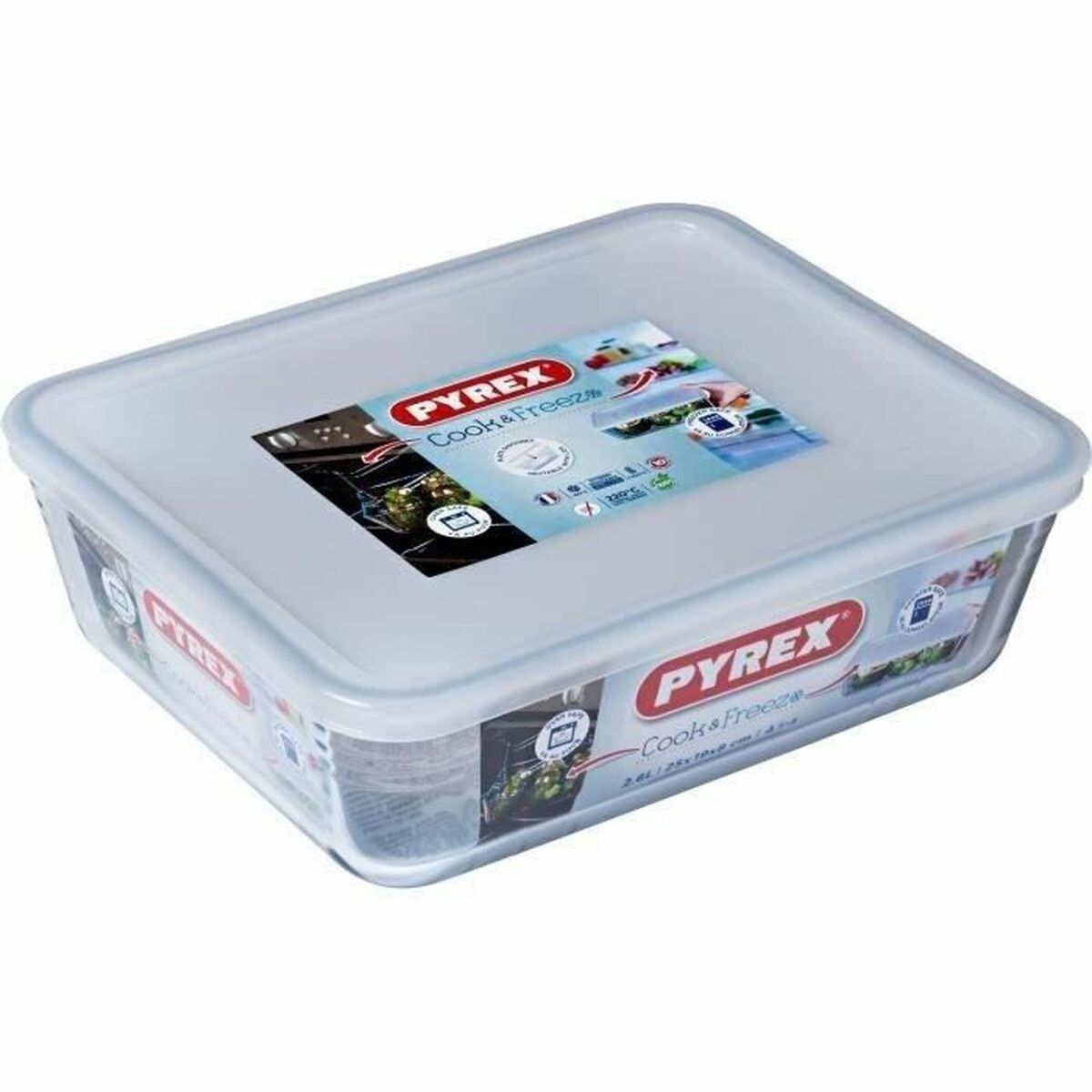 Contenitore Per Conservare Gli Alimenti Pyrex Bianco Nero Trasparente Clear Rettangolare