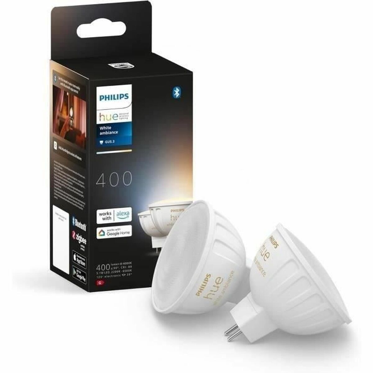 Lampadina Led Philips Bianco G 400 Lm 2 Unità (2200k) (6500 k)