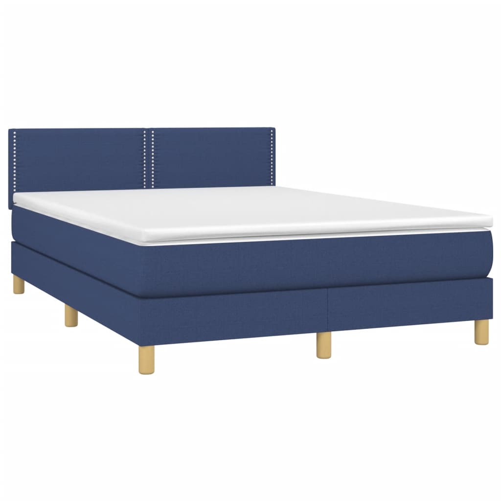 vidaXL Boxspringbett mit Matratze Blau 140x200 cm Stoff - Image 3