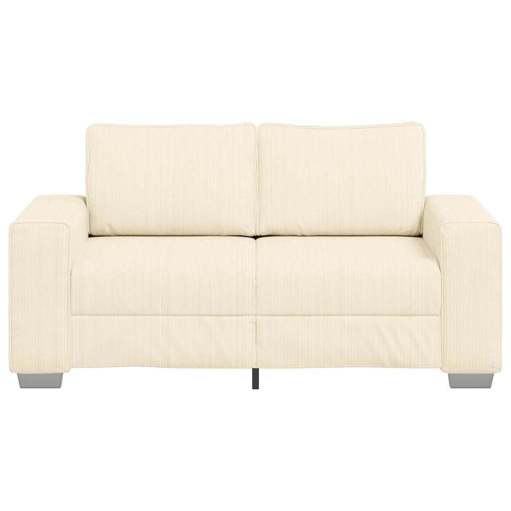 vidaXL Zweisitzer-Sofa Creme 120 cm Cordstoff - Image 4