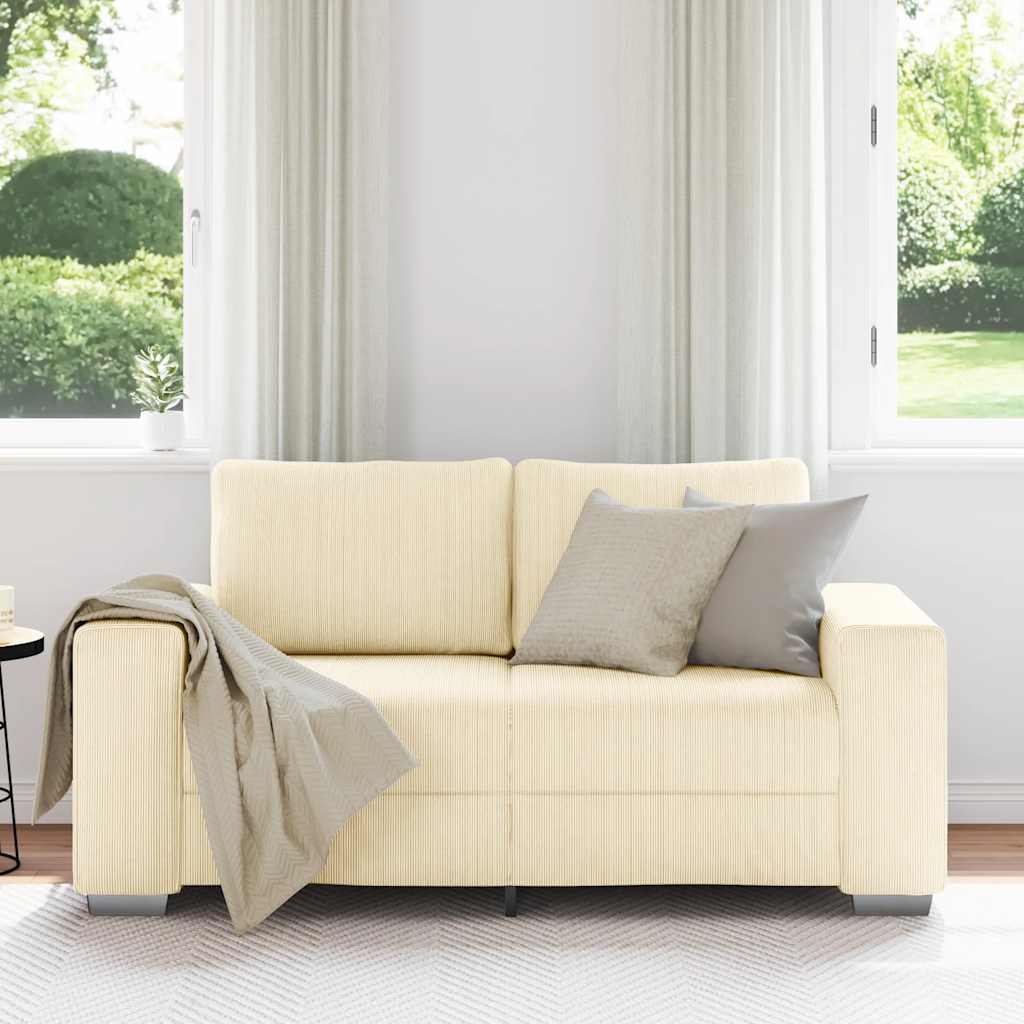 vidaXL Zweisitzer-Sofa Creme 120 cm Cordstoff - Image 3
