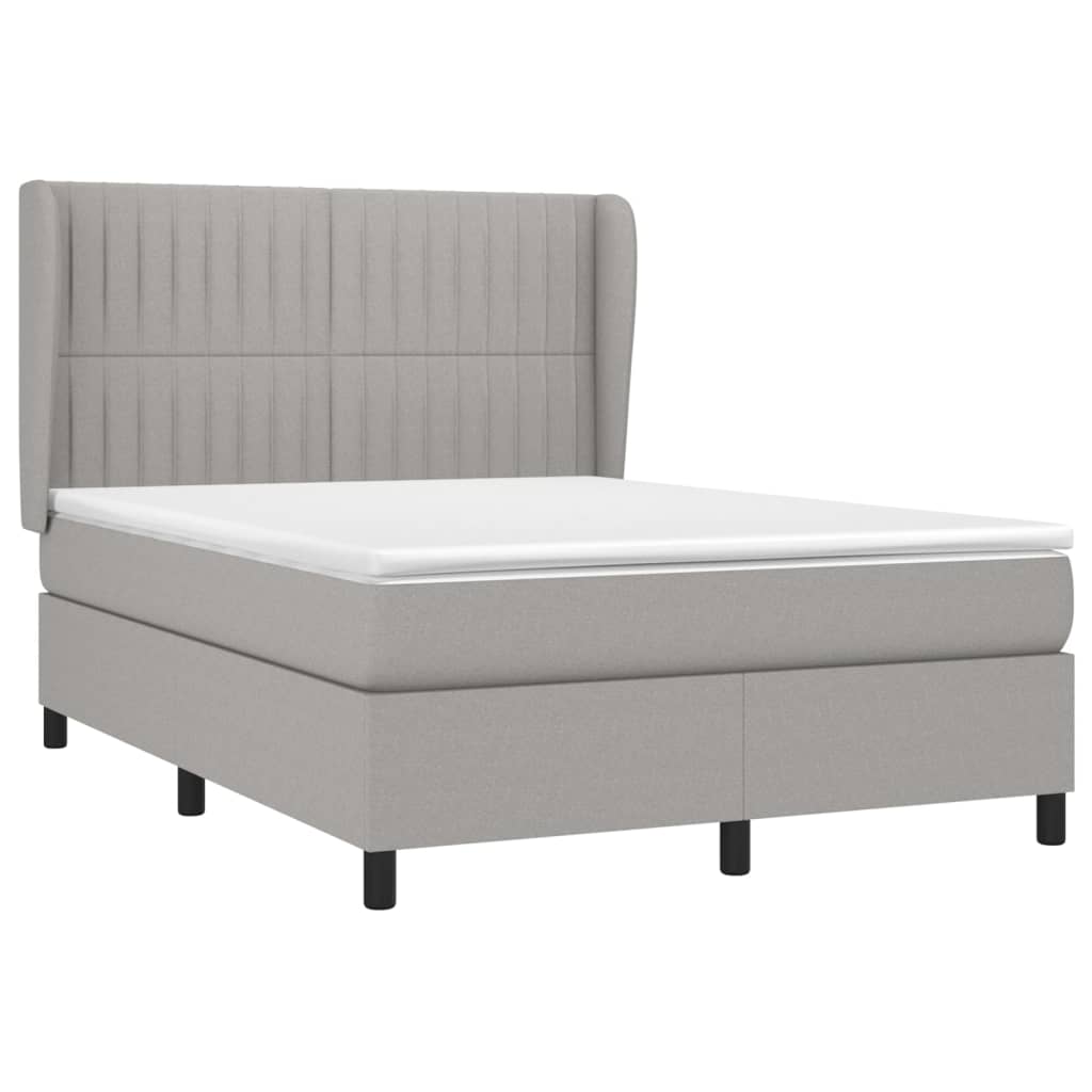 vidaXL Boxspringbett mit Matratze Hellgrau 140x190 cm Stoff - Image 3