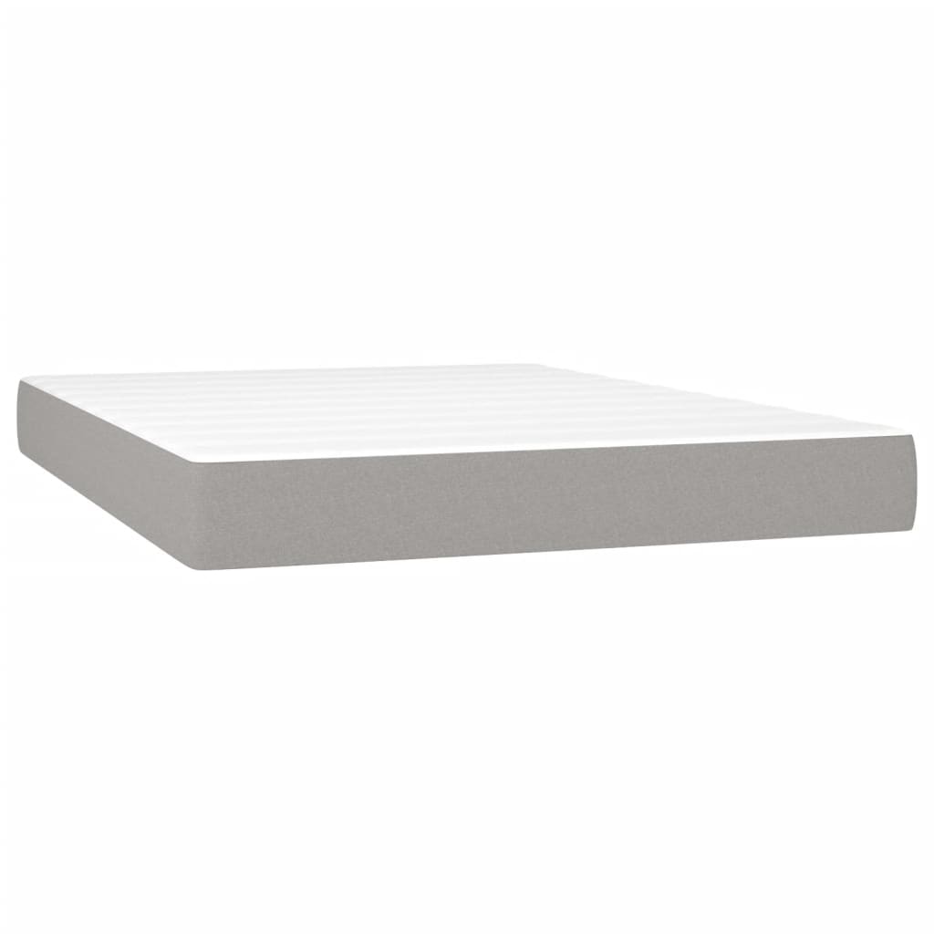 vidaXL Boxspringbett mit Matratze Hellgrau 140x190 cm Stoff - Image 5