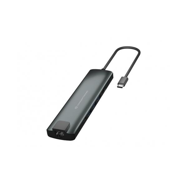 Hub USB Conceptronic 110515507101 Alluminio Grigio 9 in 1