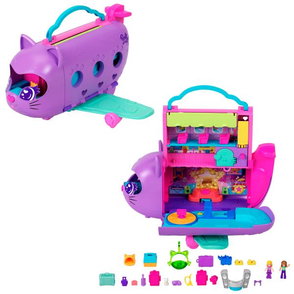 Playset Polly Pocket Transforming Kitten Airplane-Box