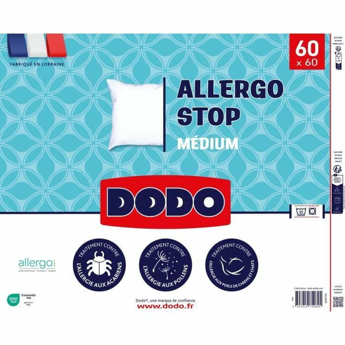 Cuscino DODO ALLERGO STOP Bianco 60 x 60 cm