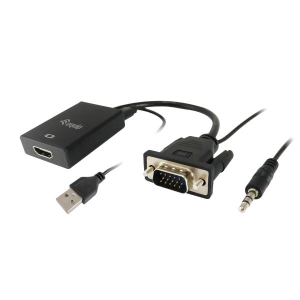 Adattatore VGA con HDMI con Audio Equip 119038 Nero 20 cm