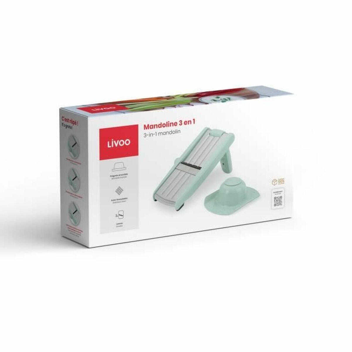 Mandolina-Raspa 3 in 1 Livoo Verde Argentato - Image 6