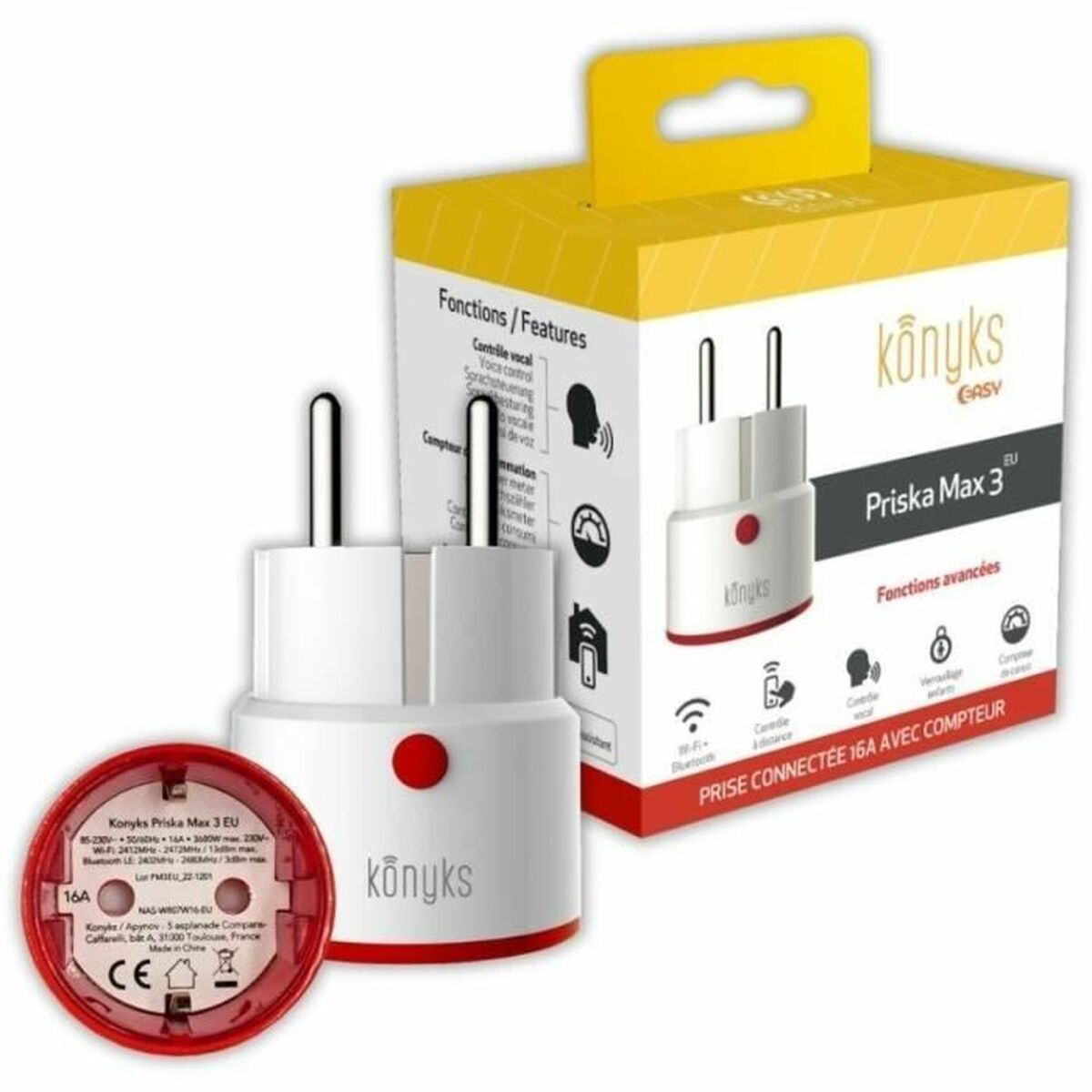 Presa con misuratore di consumo Konyks Priska - Max 3 EU Bluetooth Wi-Fi 16 A