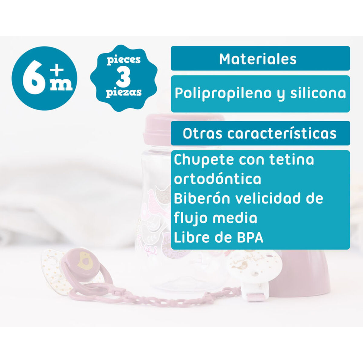 Biberon 250 ml Rosa - Image 5