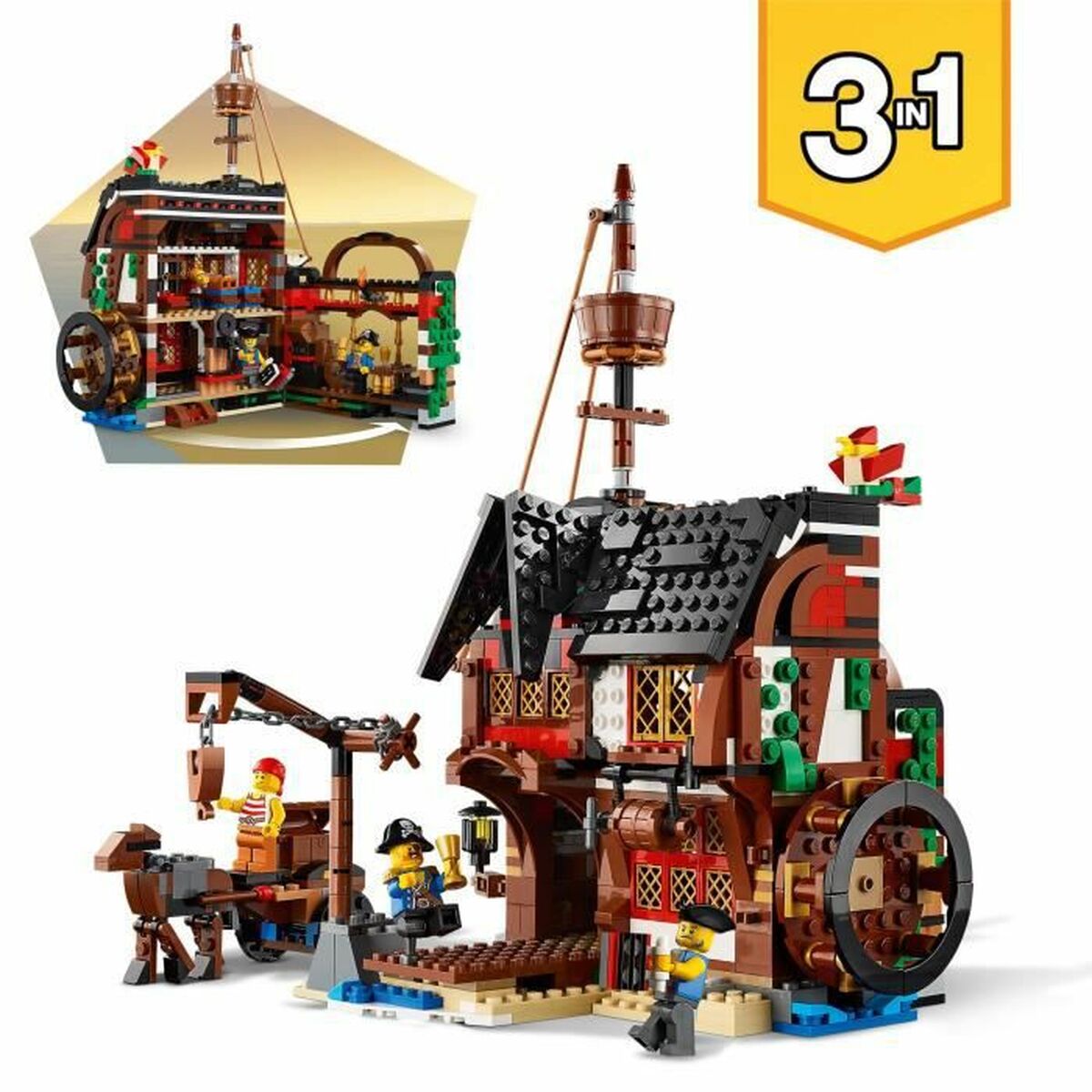 Playset di Veicoli Lego Creator 31109 Pirate Ship 3 in 1 1260 Pezzi - Image 3