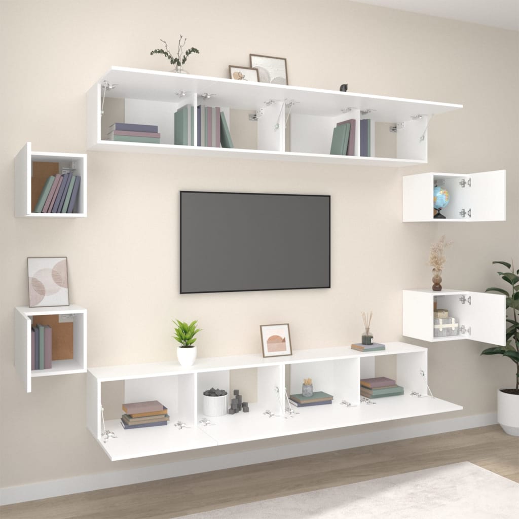 vidaXL Ensemble de meubles TV 8 pcs Blanc Bois d'ingénierie - Image 3
