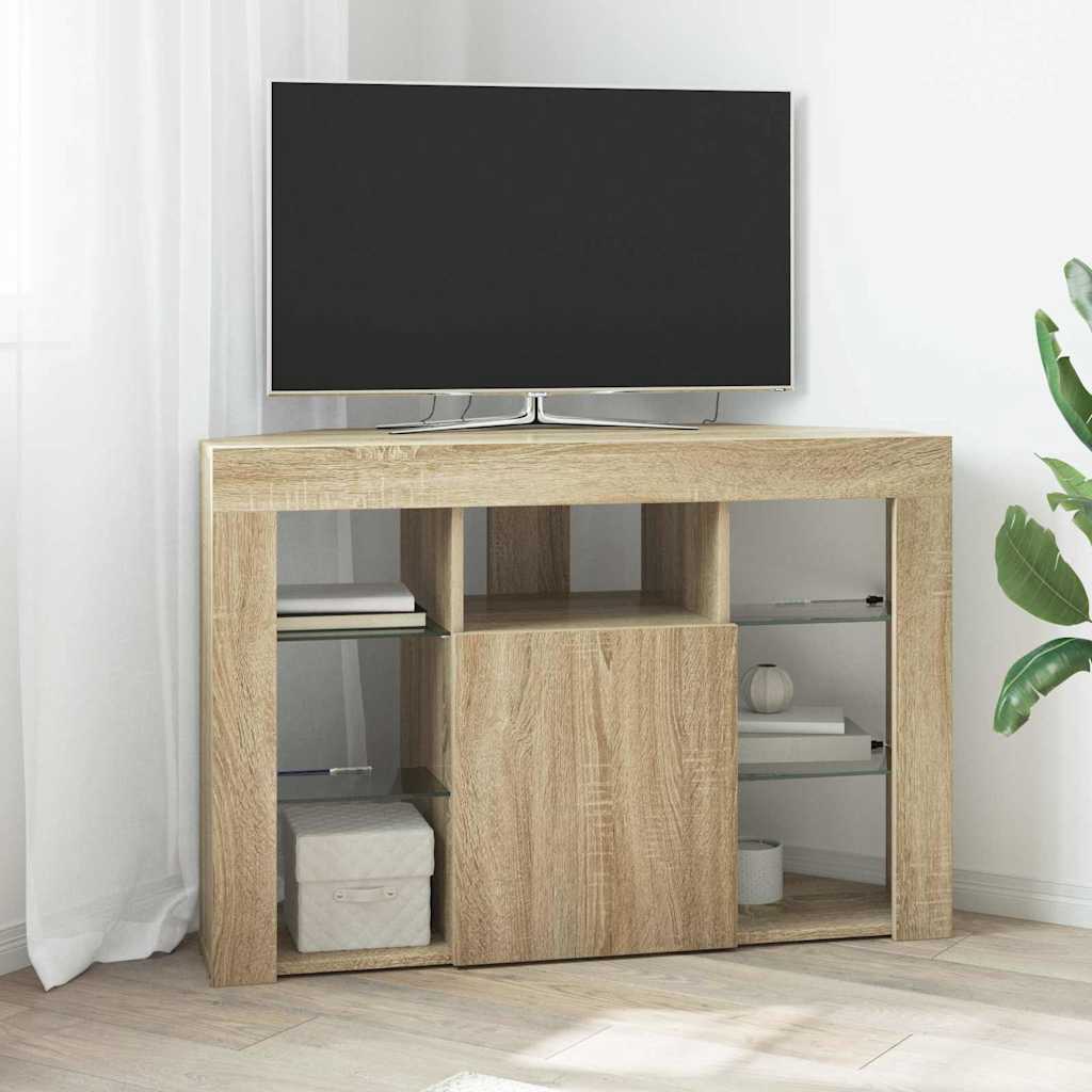 vidaXL Meuble TV LED d'Angle Chêne Sonoma 102 x 40 x 68 cm