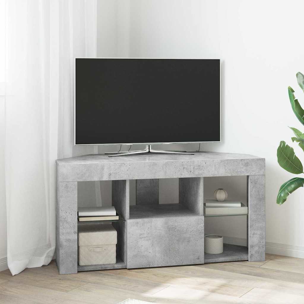 vidaXL Meuble TV LED d'Angle Montage mural Gris béton 103 x 40 x 50 cm