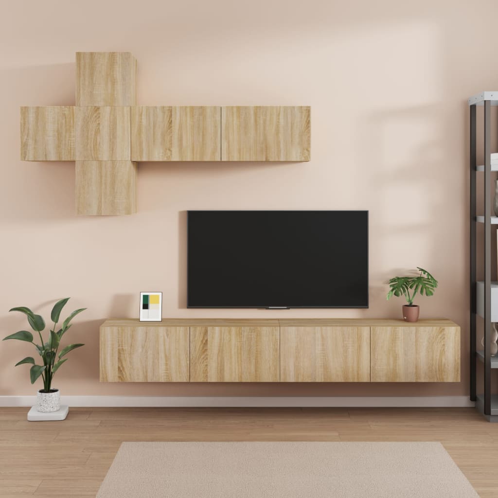 vidaXL Ensemble de meubles TV 7 pcs Chêne sonoma Bois d'ingénierie