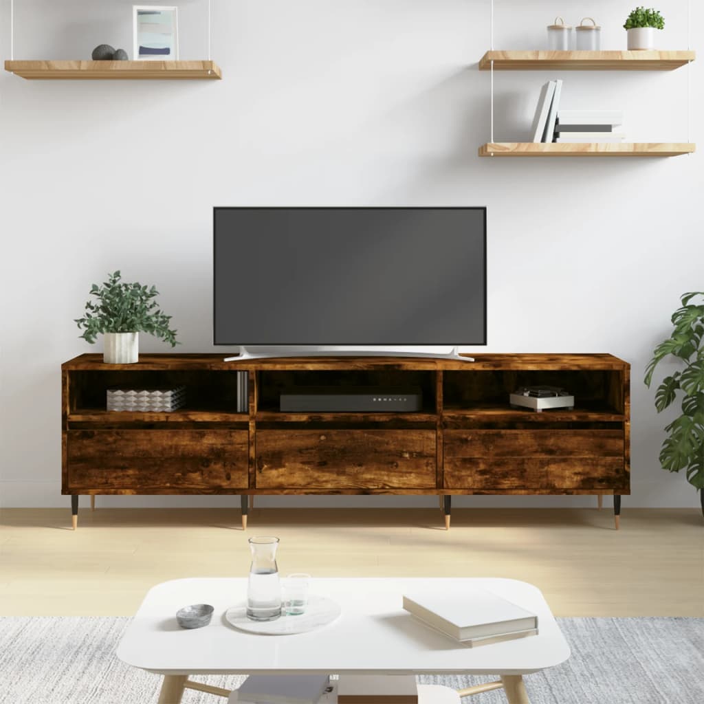 vidaXL Meuble TV chêne fumé 150x30x44,5 cm bois d'ingénierie