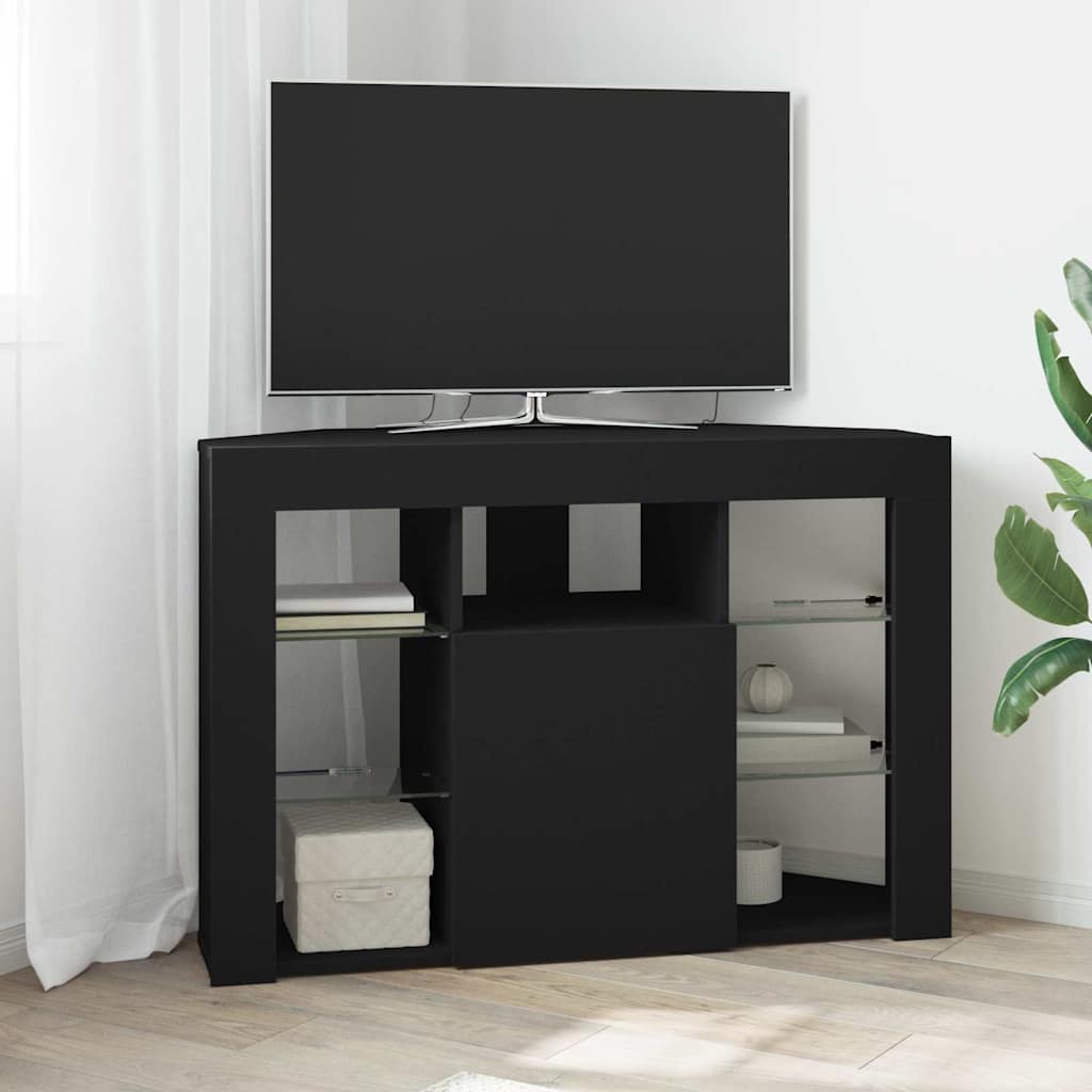 vidaXL Meuble TV LED d'Angle Noir 101 x 40 x 68 cm Bois d'ingénierie