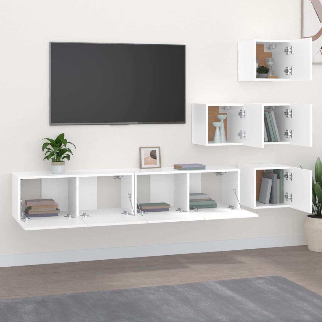 vidaXL Meuble TV mural Blanc Bois d'ingénierie - Image 3