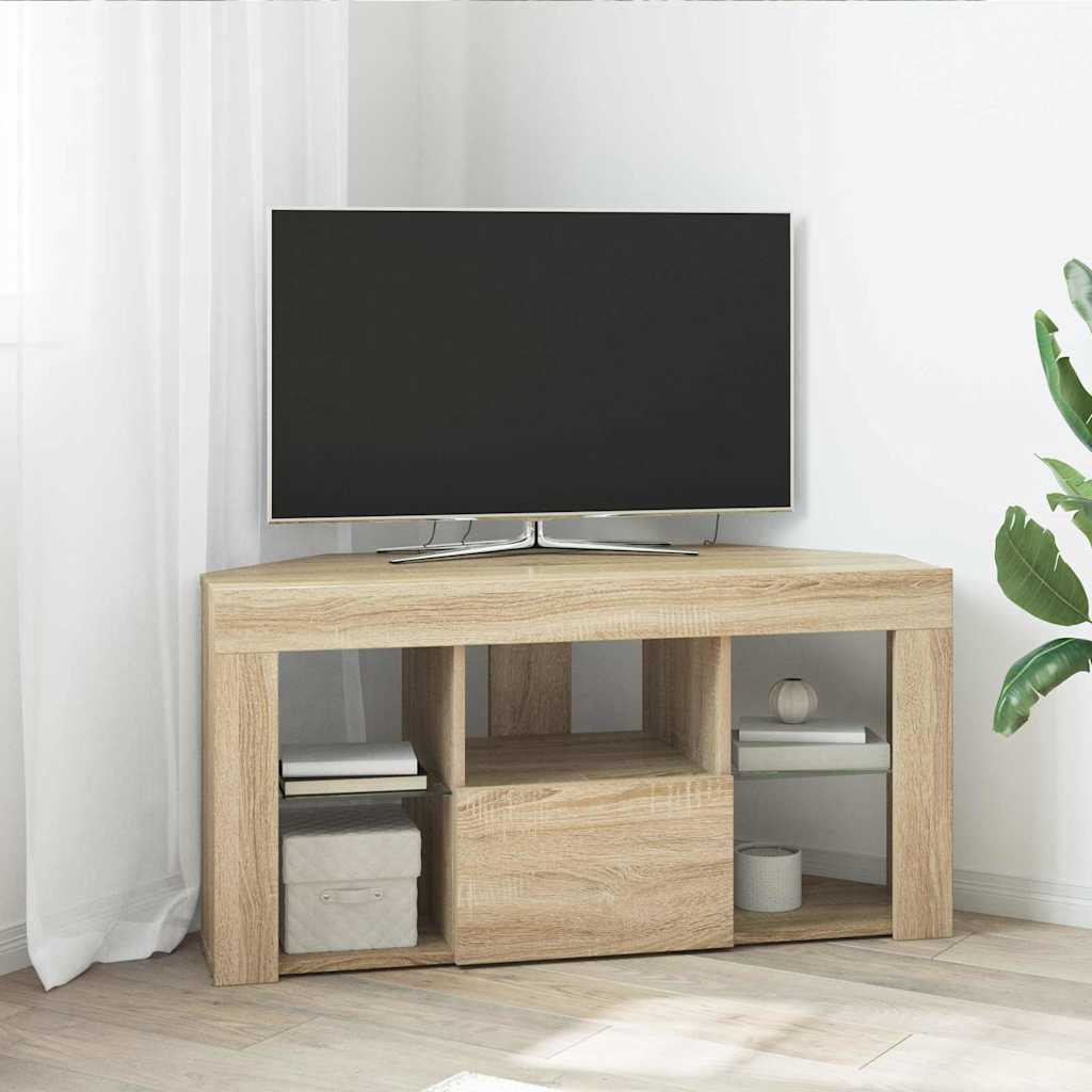 vidaXL Meuble TV LED d'Angle Chêne Sonoma 102 x 40 x 50 cm