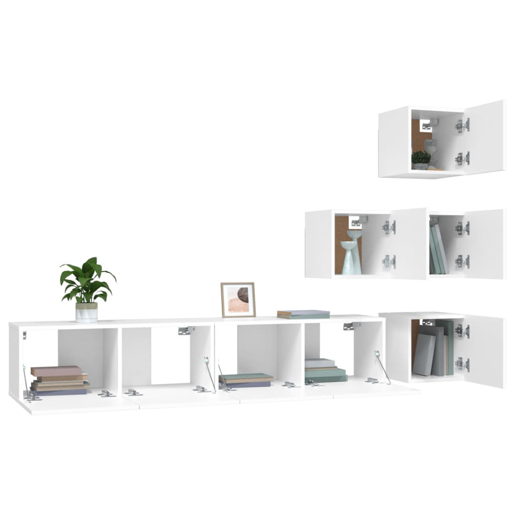 vidaXL Meuble TV mural Blanc Bois d'ingénierie - Image 4