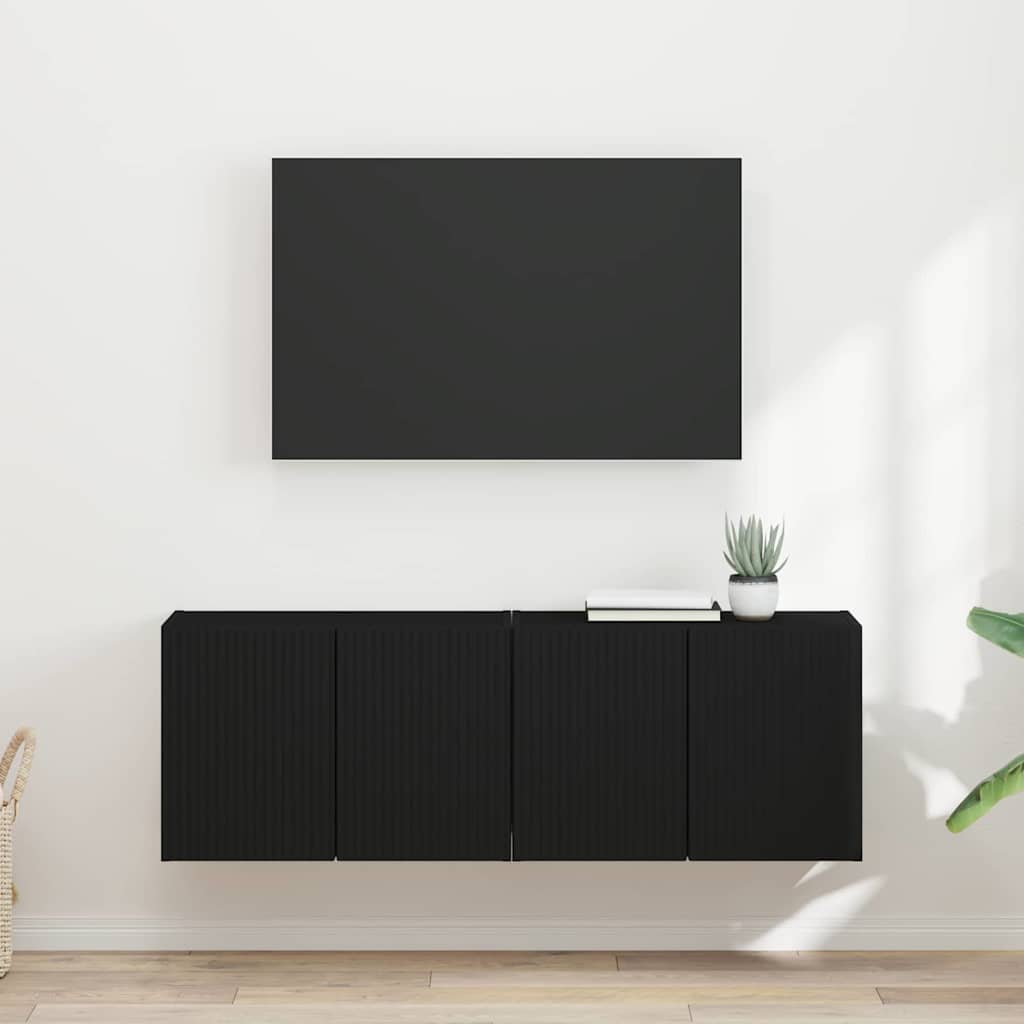 vidaXL Meuble TV mural 2 pcs Noir 59,5 x 31 x 40 cm Bois d'ingénierie