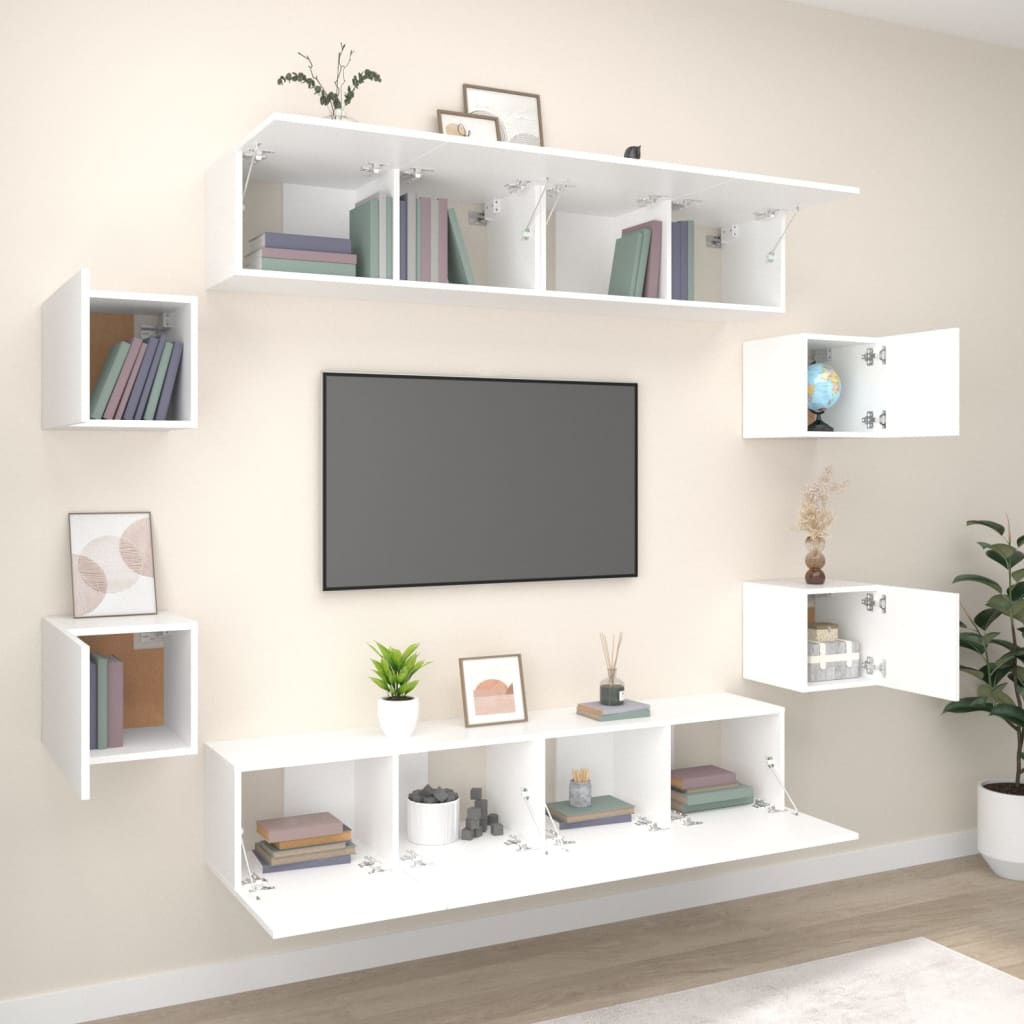 vidaXL Ensemble de meubles TV 8 pcs Blanc Bois d'ingénierie - Image 3