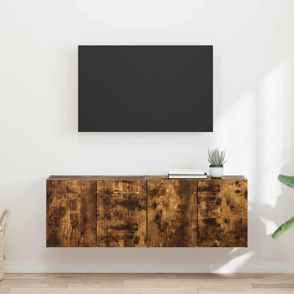 vidaXL Meuble TV mural 2 pcs Chêne fumé 59,5 x 31 x 40 cm