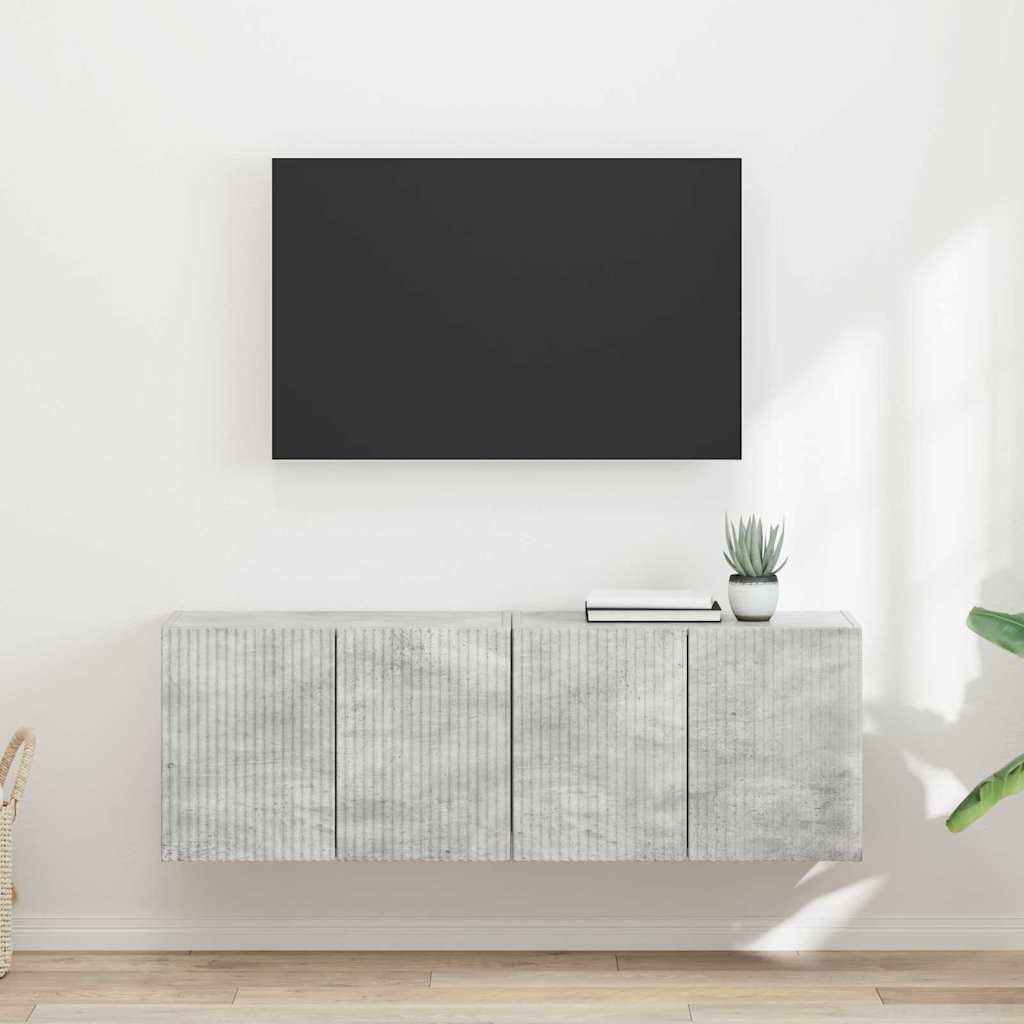 vidaXL Meuble TV mural 2 pcs Gris béton 59,5 x 31 x 40 cm