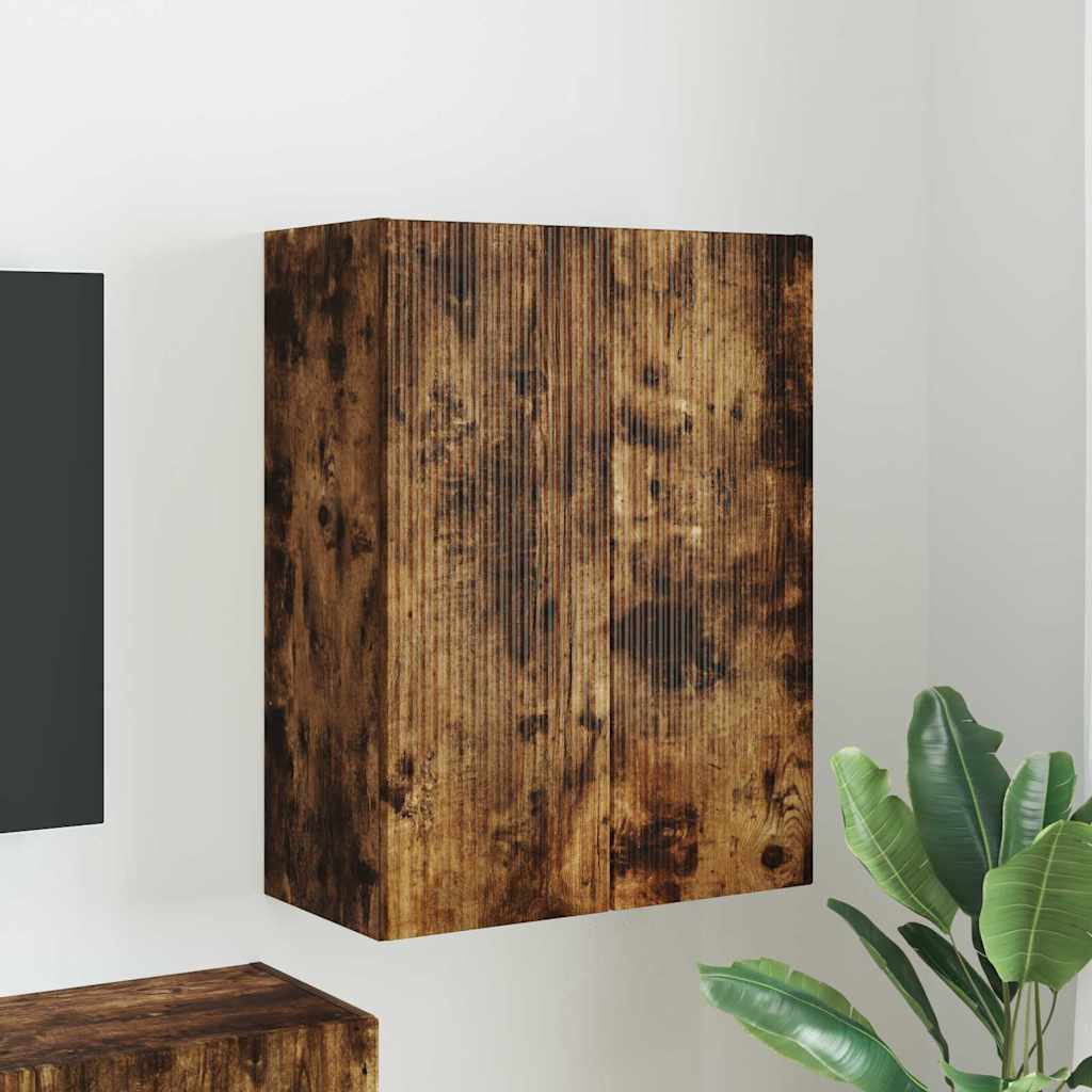 vidaXL Meuble TV mural Chêne fumé 59,5 x 31 x 80 cm Bois d'ingénierie