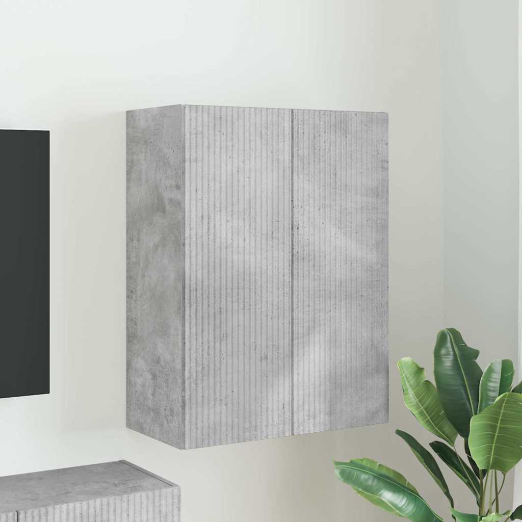 vidaXL Meuble TV mural Gris béton 59,5 x 31 x 80 cm Bois d'ingénierie