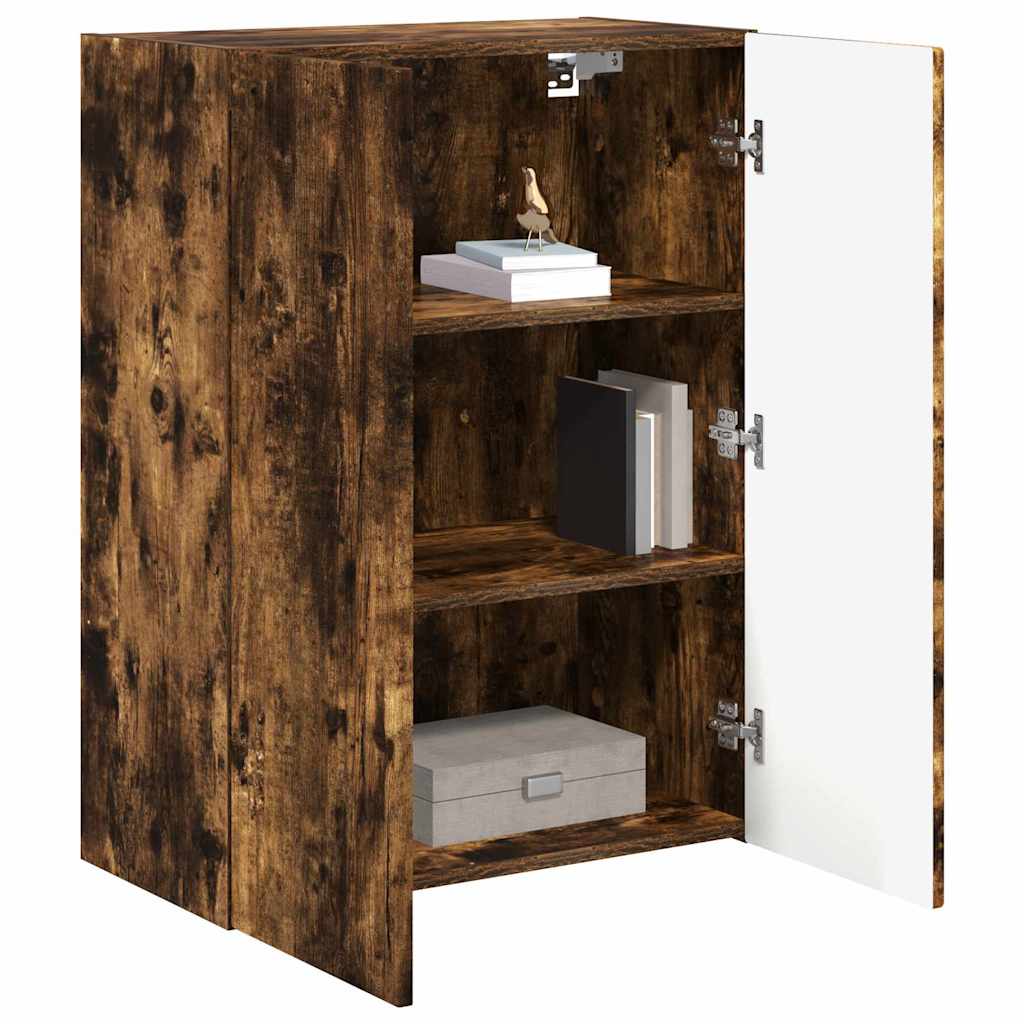 vidaXL Meuble TV mural Chêne fumé 59,5 x 31 x 80 cm Bois d'ingénierie - Image 3