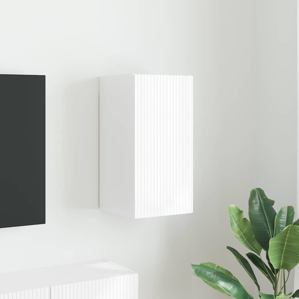 vidaXL Meuble TV mural Montage mural Blanc Brillant 30 x 31 x 60 cm
