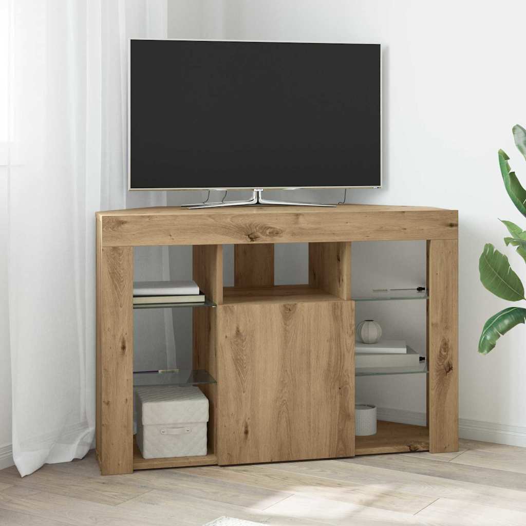 vidaXL Meuble TV LED d'Angle Chêne artisanal 108 x 40 x 68 cm