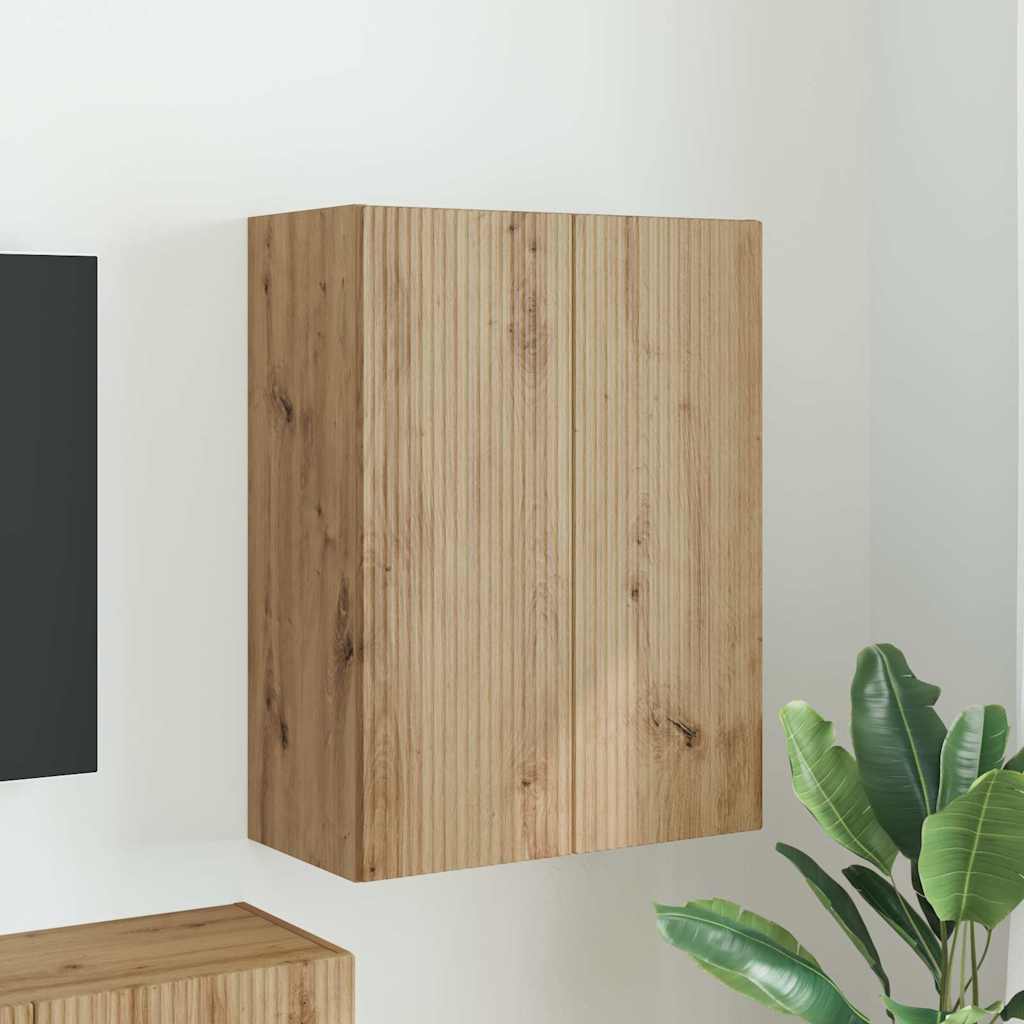 vidaXL Meuble TV mural Blanc 59,5 x 31 x 60 cm Bois d'ingénierie