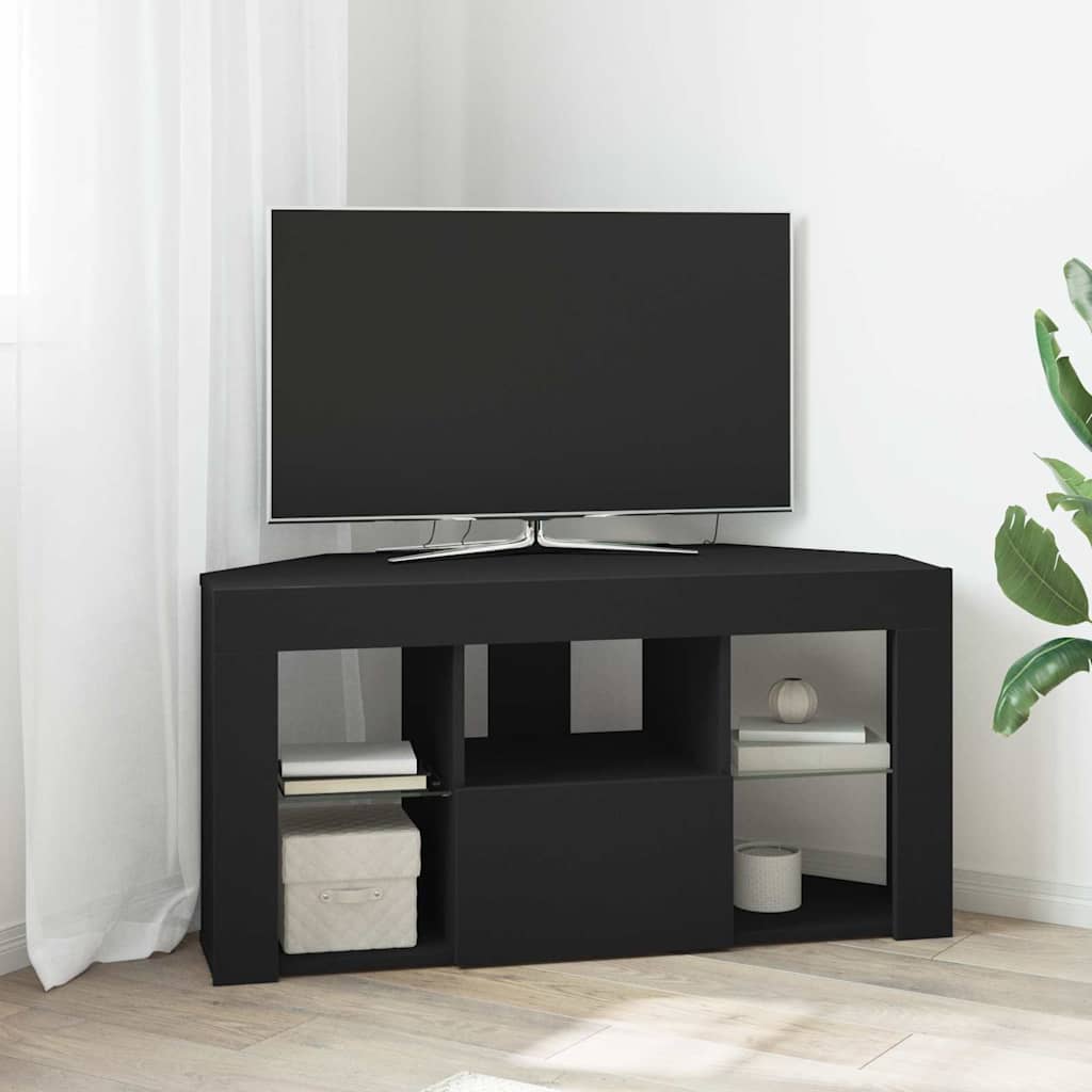 vidaXL Meuble TV LED d'Angle Noir 101 x 40 x 50 cm Bois d'ingénierie
