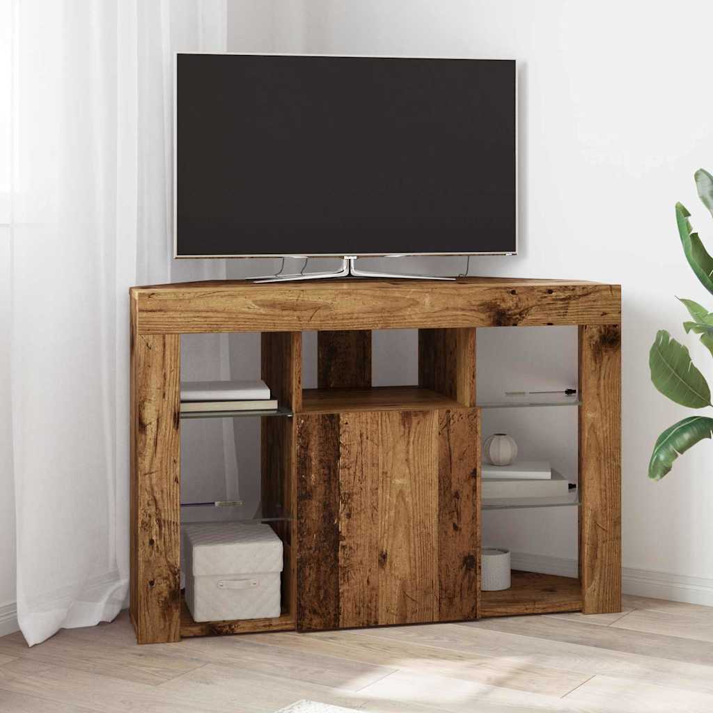 vidaXL Meuble TV LED d'Angle Bois Ancien 107 x 40 x 68 cm